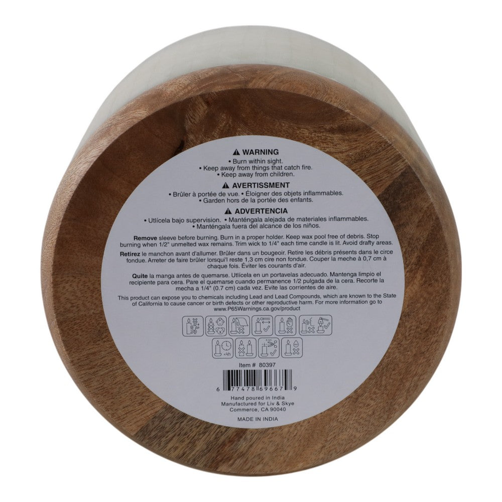 5 Wicks Scented Candle | White Frosted Glass | Wood Base, Woodsy Scent 105oz