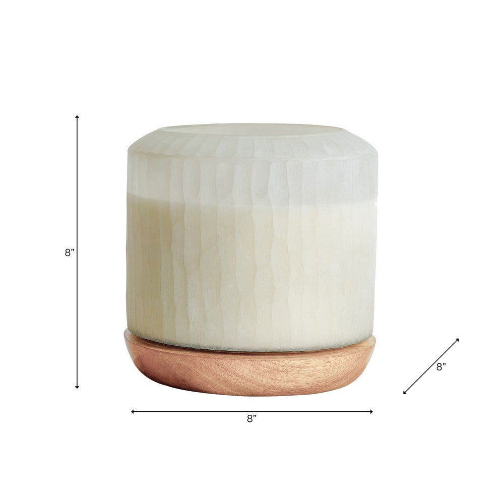 5 Wicks Scented Candle | White Frosted Glass | Wood Base, Woodsy Scent 105oz