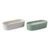 Oval Candle Set of 2 | Ginger Grapefruit Scented | Green & White Ceramic