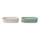 Oval Candle Set of 2 | Ginger Grapefruit Scented | Green & White Ceramic