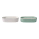 Oval Candle Set of 2 | Ginger Grapefruit Scented | Green & White Ceramic