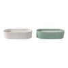 Oval Candle Set of 2 | Ginger Grapefruit Scented | Green & White Ceramic