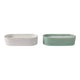 Oval Candle Set of 2 | Ginger Grapefruit Scented | Green & White Ceramic