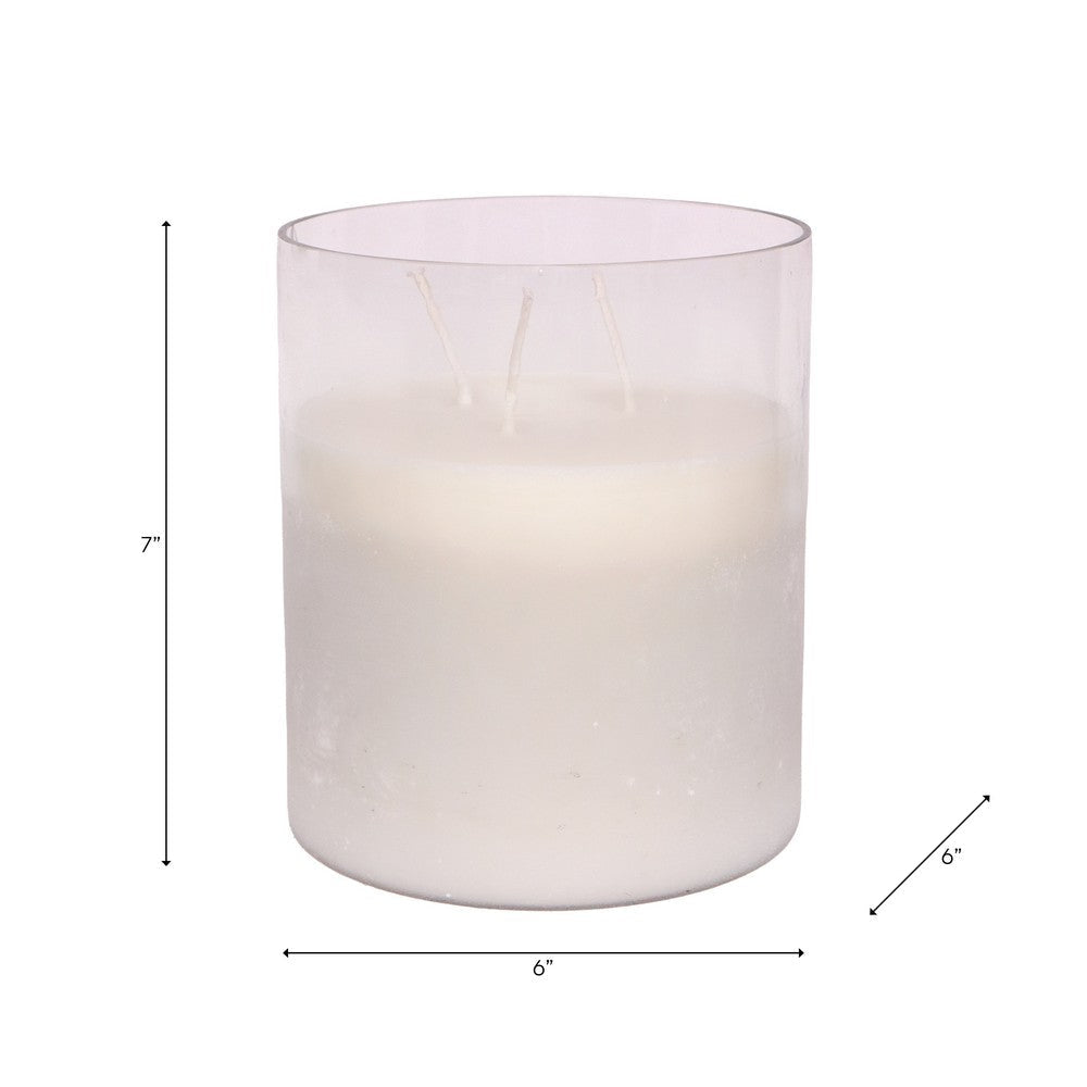 Decorative Jasmine Scented Candle | Clear Frosted Glass | Quality Wax SBH-80409-02