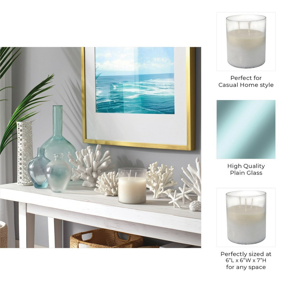 Decorative Jasmine Scented Candle | Clear Frosted Glass | Quality Wax SBH-80409-02