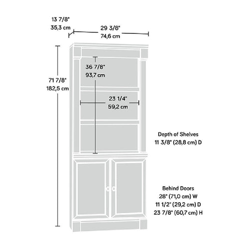 Palladia 5-Shelf Bookcase W/doors Sec