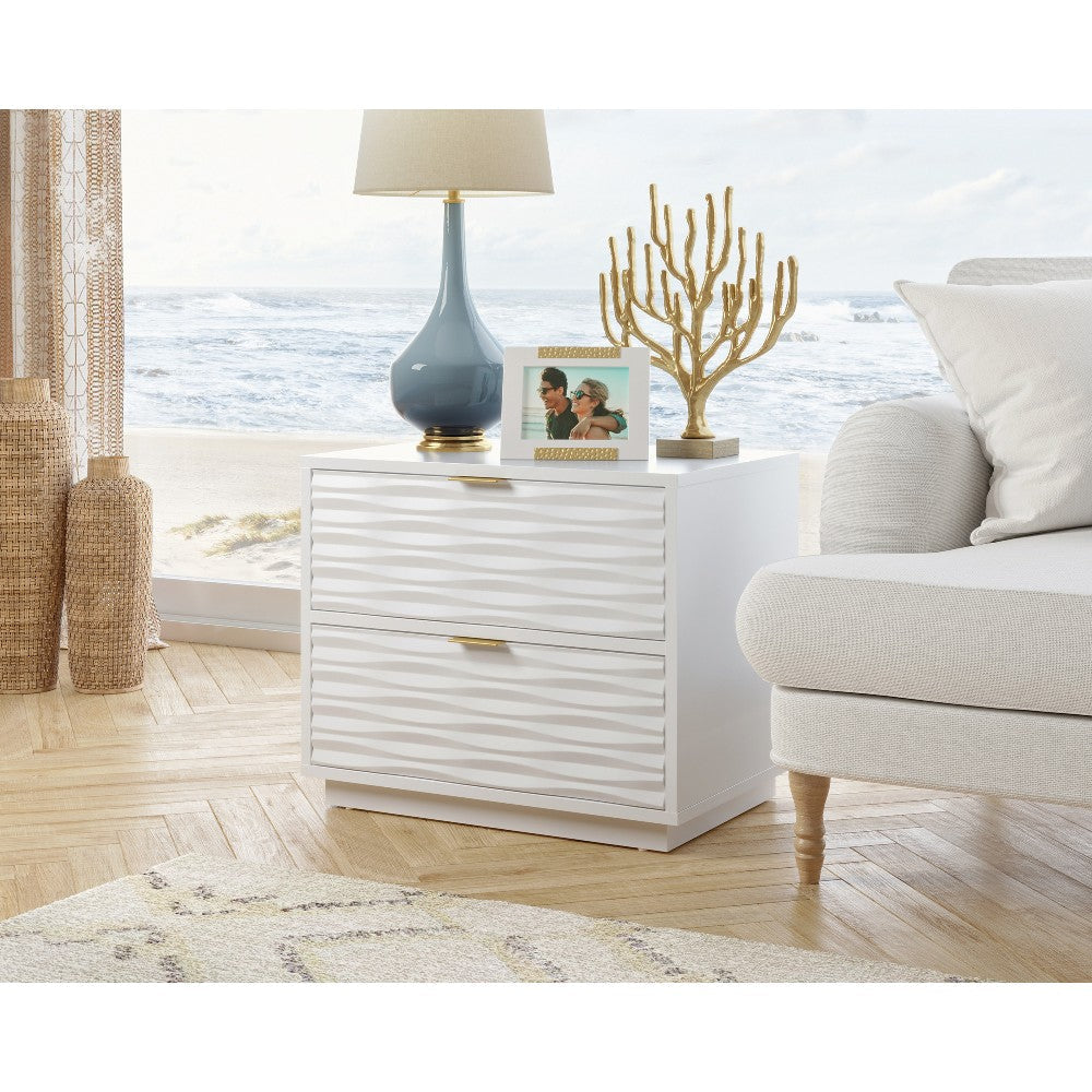 Morgan Main 2-Dwr Side Table Wh 3a Disc SDR-428255