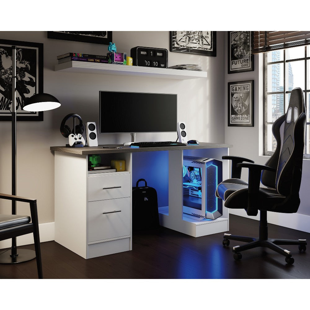 Gaming Desk 60’’w Top W/open Ped Wh/ca SDR-429612