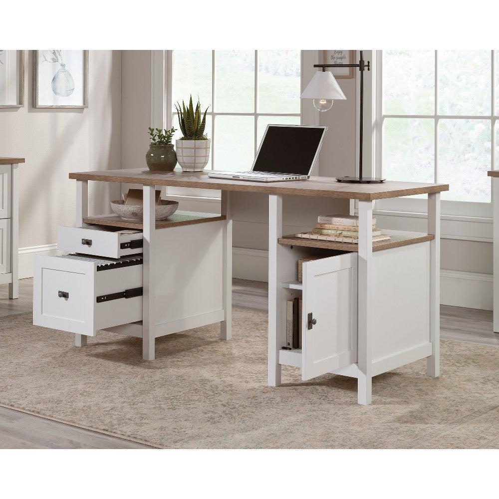 Cottage Road Double Ped Desk Wh/lo