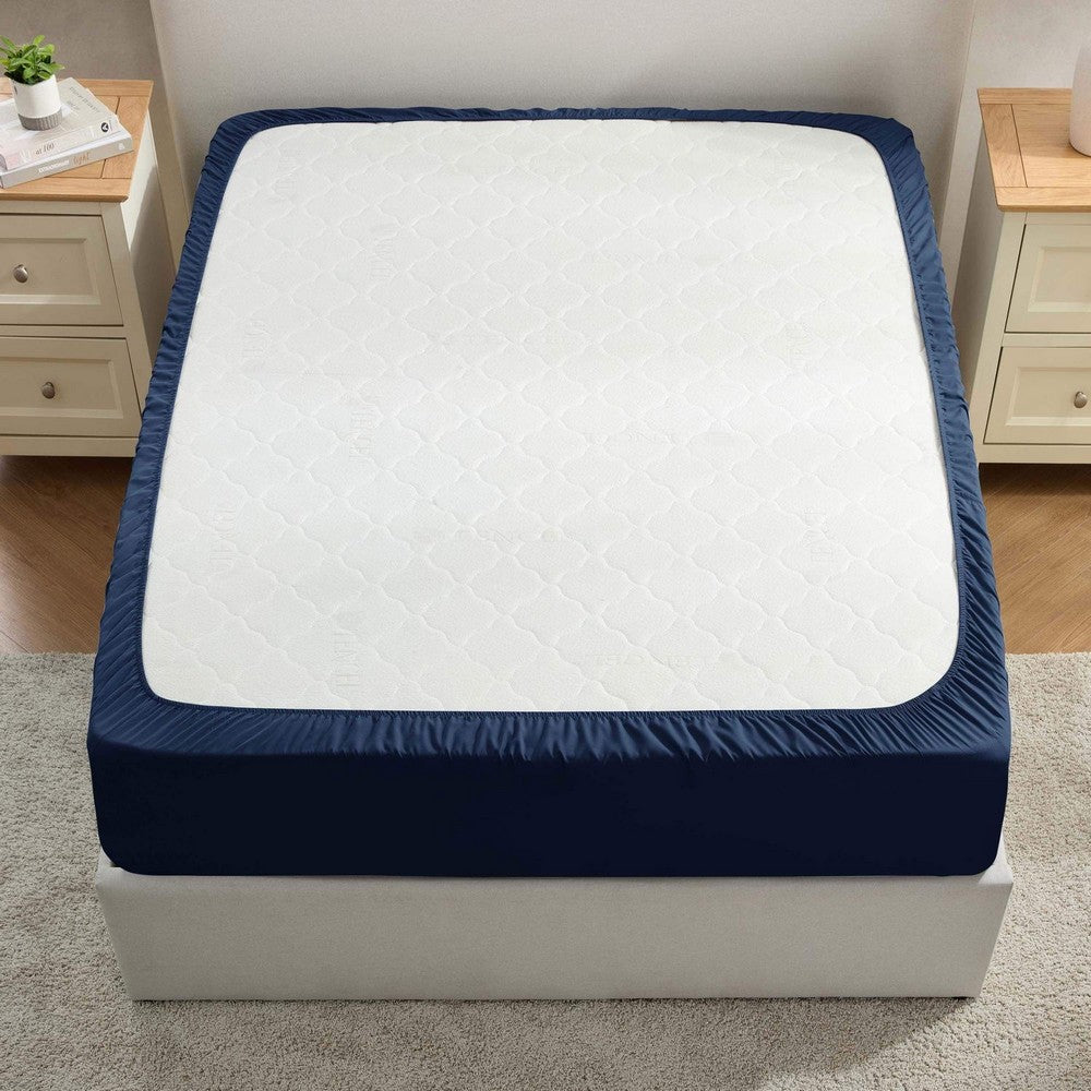 Sleeptone 7 Pc Full Size Comforter Set, Pleated, Daimond Stitch, Navy