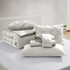 Sleeptone 7 Pc King Size Comforter Set, Pleated, Off White