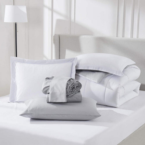 Sleeptone King Size Comforter Set, Microfiber, White, Blue