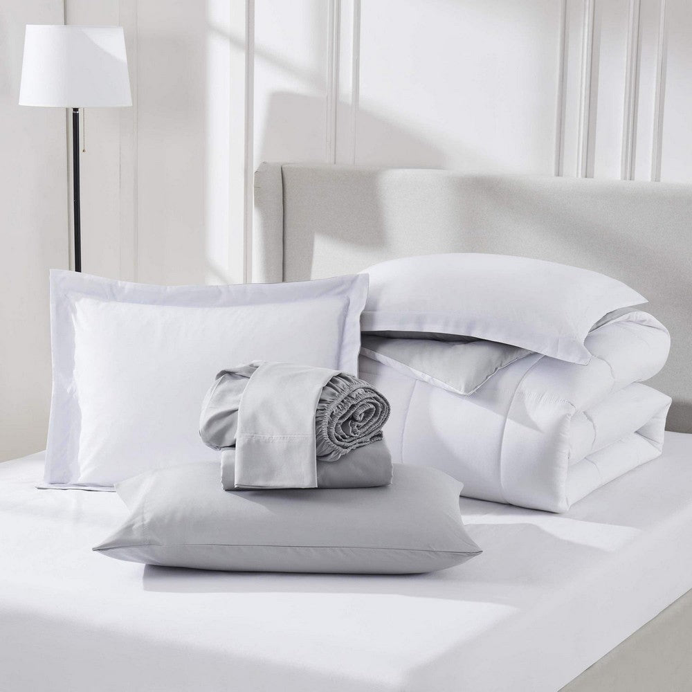 Sleeptone Twin Size Comforter Set, Microfiber, White, Blue