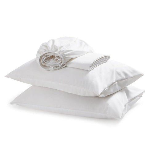Sleeptone Queen 4pc Sheet Set w 2 Pillow Cases, White Polyester
