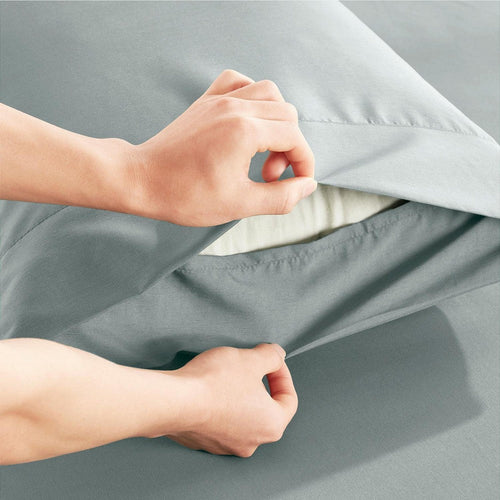 Sleeptone Twin 4pc Sheet Set w 2 Pillow Cases, Silver Polyester