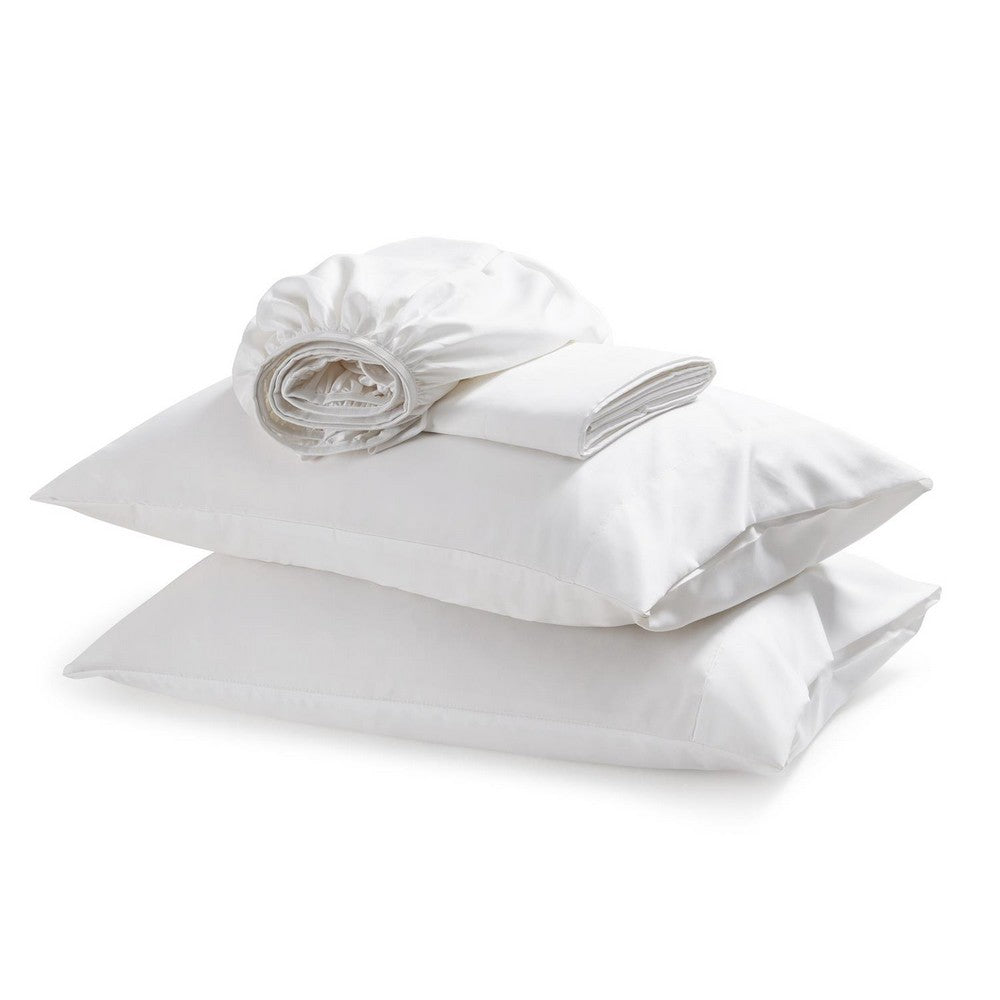 Sleeptone Twin 4pc Sheet Set w 2 Pillow Cases, White Polyester