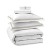 Sleeptone 6pc California King Sheet Set, White Satin Taupe Stitching