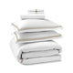Sleeptone 6pc King Size Sheet Set, White Satin, Taupe Stitching