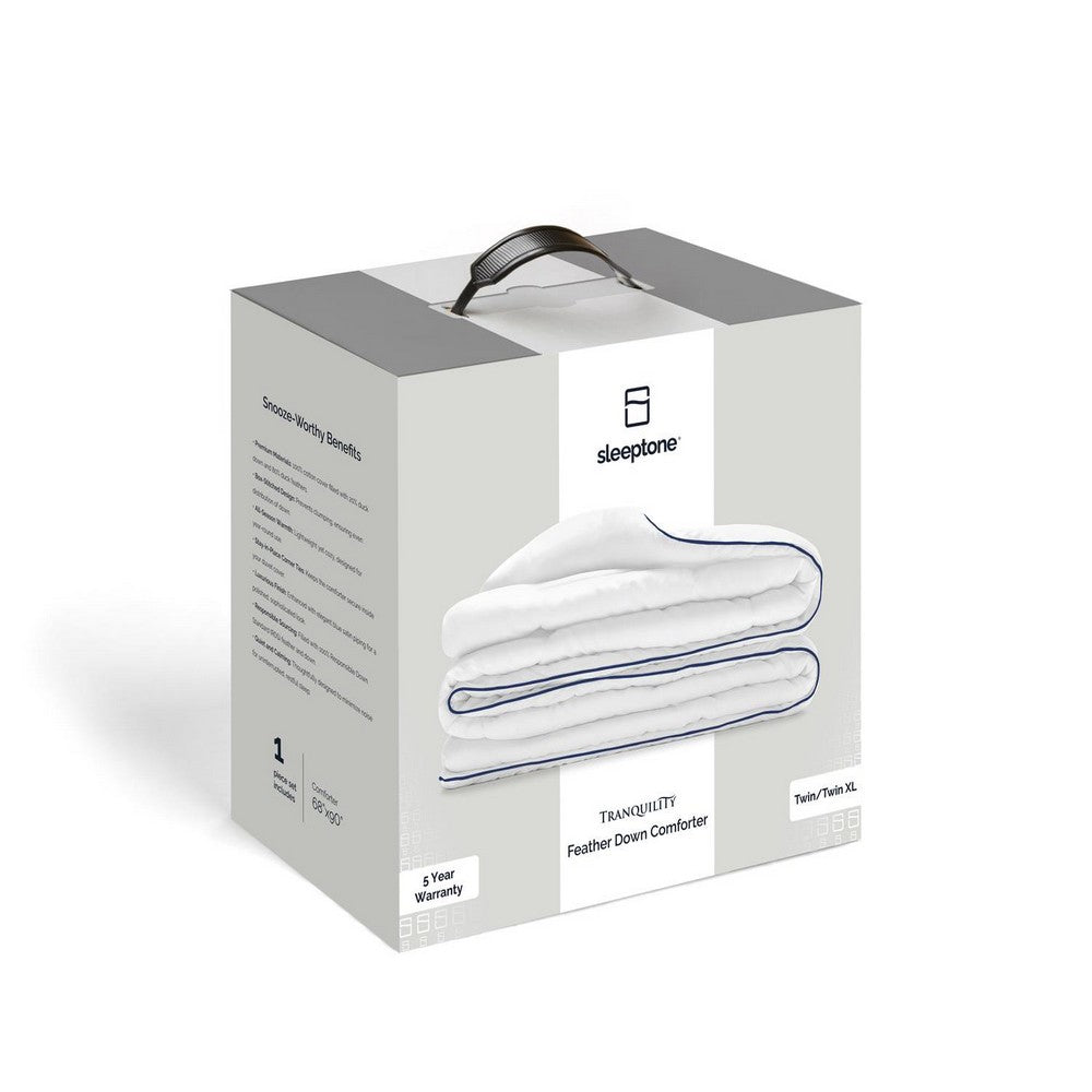 Sleeptone Queen Size Feather and Down Comforter, White Microfiber