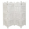 71" 4-Panel Carved Wood Room Divider Screen, White By The Urban Port