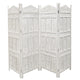 71" 4-Panel Carved Wood Room Divider Screen, White By The Urban Port