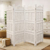 71" 4-Panel Carved Wood Room Divider Screen, White By The Urban Port