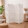 71" 4-Panel Carved Wood Room Divider Screen, White By The Urban Port