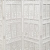 71" 4-Panel Carved Wood Room Divider Screen, White By The Urban Port