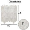 71" 4-Panel Carved Wood Room Divider Screen, White By The Urban Port