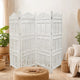 71" 4-Panel Carved Wood Room Divider Screen, White By The Urban Port