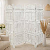71" 4-Panel Carved Wood Room Divider Screen, White By The Urban Port