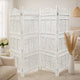 71" 4-Panel Carved Wood Room Divider Screen, White By The Urban Port