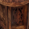 18 Inch Mango Wood Folding Accent Table, Hand Carved, Walnut Brown  By The Urban Port