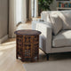 18 Inch Mango Wood Folding Accent Table, Hand Carved, Walnut Brown  By The Urban Port