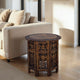 18 Inch Mango Wood Folding Accent Table, Hand Carved, Walnut Brown  By The Urban Port