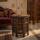18 Inch Mango Wood Folding Accent Table, Hand Carved, Walnut Brown  By The Urban Port