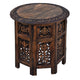 18 Inch Mango Wood Folding Accent Table, Hand Carved, Walnut Brown  By The Urban Port