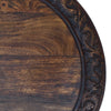 18 Inch Mango Wood Folding Accent Table, Hand Carved, Walnut Brown  By The Urban Port