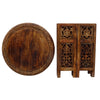 18 Inch Mango Wood Folding Accent Table Handcarved Walnut Brown By The Urban Port UPT-148946