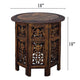 18 Inch Mango Wood Folding Accent Table, Hand Carved, Walnut Brown  By The Urban Port