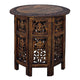 18 Inch Mango Wood Folding Accent Table, Hand Carved, Walnut Brown  By The Urban Port