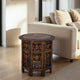 18 Inch Mango Wood Folding Accent Table, Hand Carved, Walnut Brown  By The Urban Port