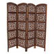 80" 4-Panel Hand Carved Wood Room Divider Screen, Brown By The Urban Port