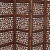80" 4-Panel Hand Carved Wood Room Divider Screen, Brown By The Urban Port