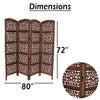 80" 4-Panel Hand Carved Wood Room Divider Screen, Brown By The Urban Port