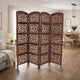 80" 4-Panel Hand Carved Wood Room Divider Screen, Brown By The Urban Port