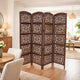 80" 4-Panel Hand Carved Wood Room Divider Screen, Brown By The Urban Port