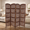 80" 4-Panel Hand Carved Wood Room Divider Screen, Brown By The Urban Port