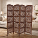 80" 4-Panel Hand Carved Wood Room Divider Screen, Brown By The Urban Port
