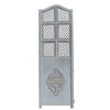 Three Panel Wooden Room Divider with Traditional Carvings and Cutouts, Blue By The Urban Port